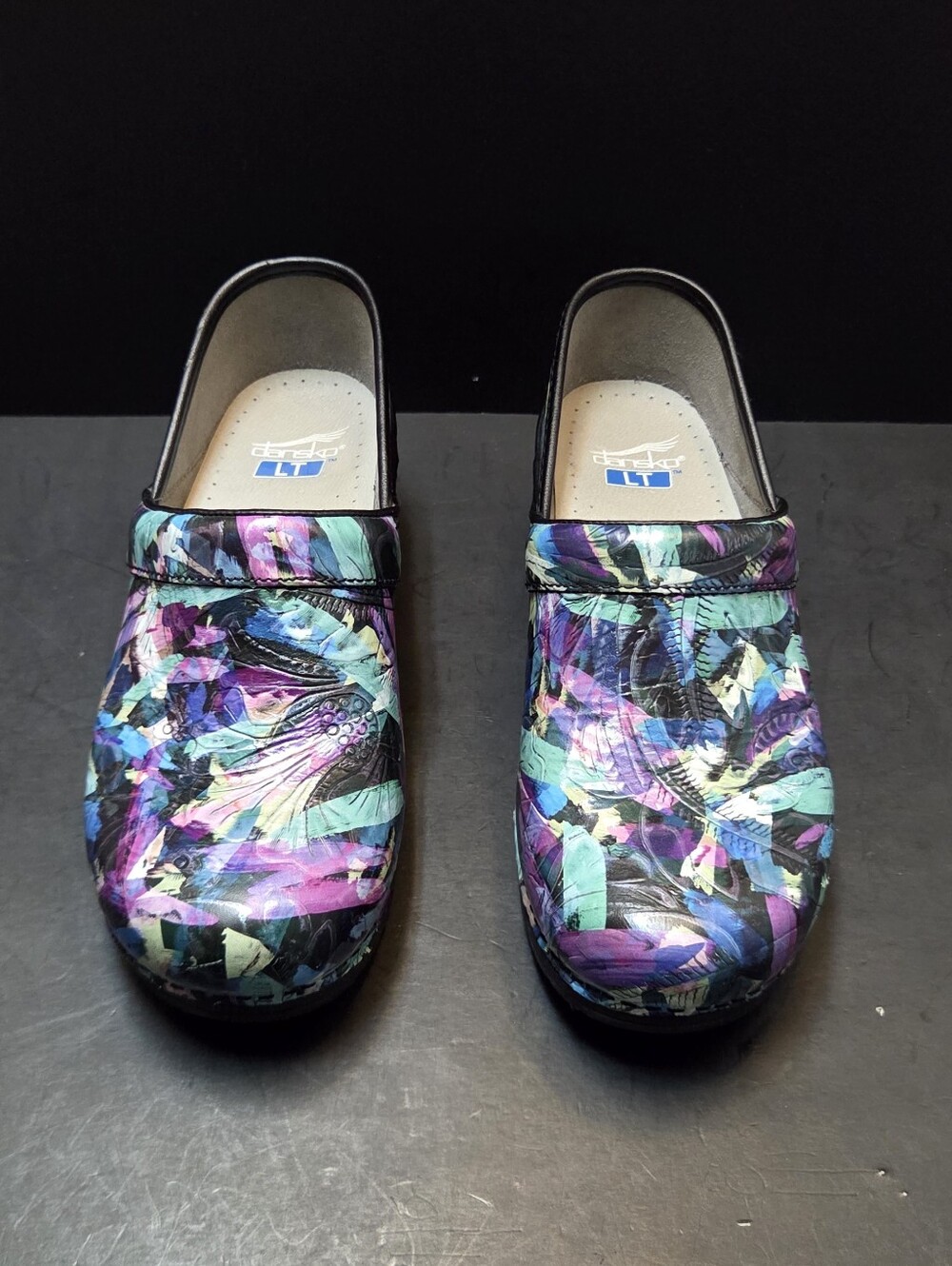 Dansko LT Pro Tooled Watercolor Flower Clogs Size EU 38 Multicolor Nurse. 0217